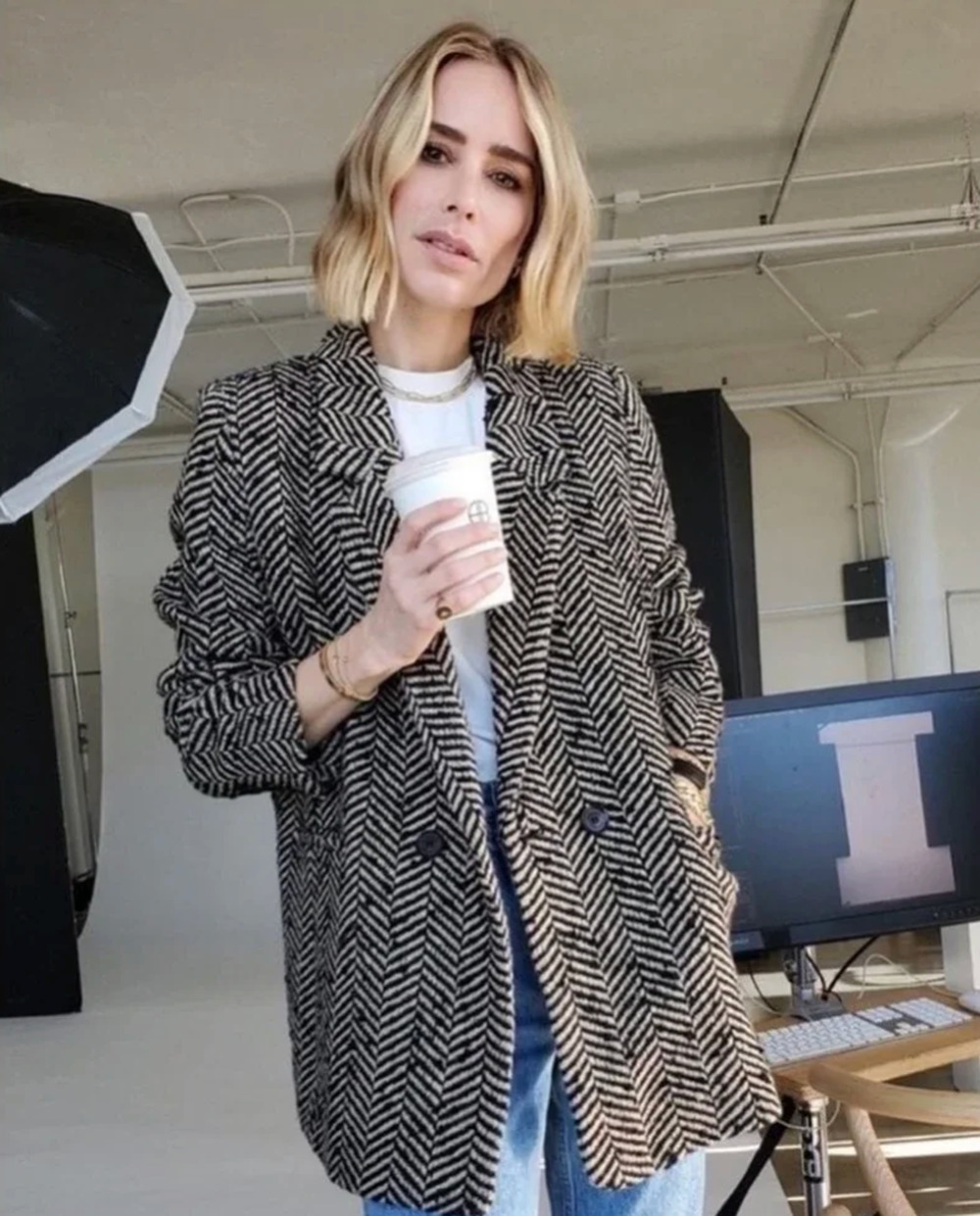 ANINE BING Diana Blazer Diana Blazer Herringbone Tweed Fishbone Wool S